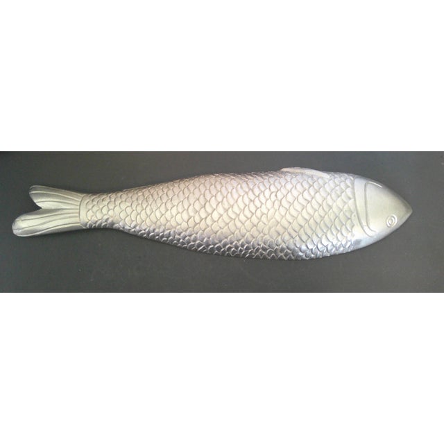 Vintage Style Silver Metal Fish Wall Hanging Sculpture For Sale - Image 10 of 12