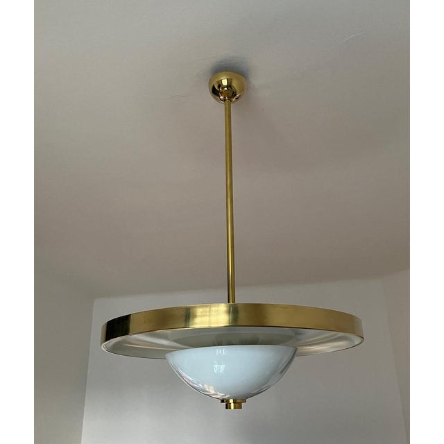 Bauhaus Bauhaus Brass Chandelier from Franta Anyz, 1930s For Sale - Image 3 of 18
