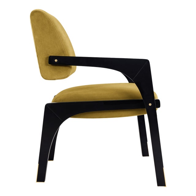 Arches Dining Chair in Mustard Cotton Velvet from Insidherland For Sale