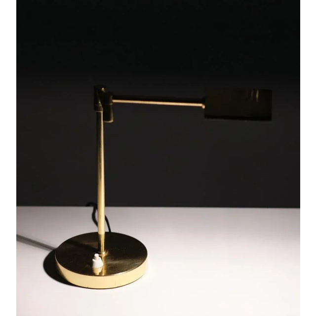 Metal Small Brass Swing Arm Table Lamp, Germany, 1972 For Sale - Image 7 of 9