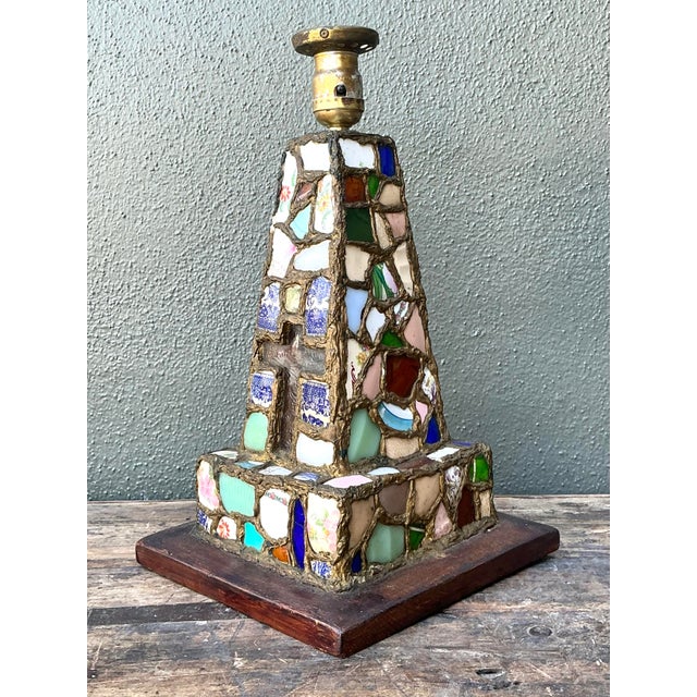Vintage China Mosaic Lamp For Sale - Image 4 of 12
