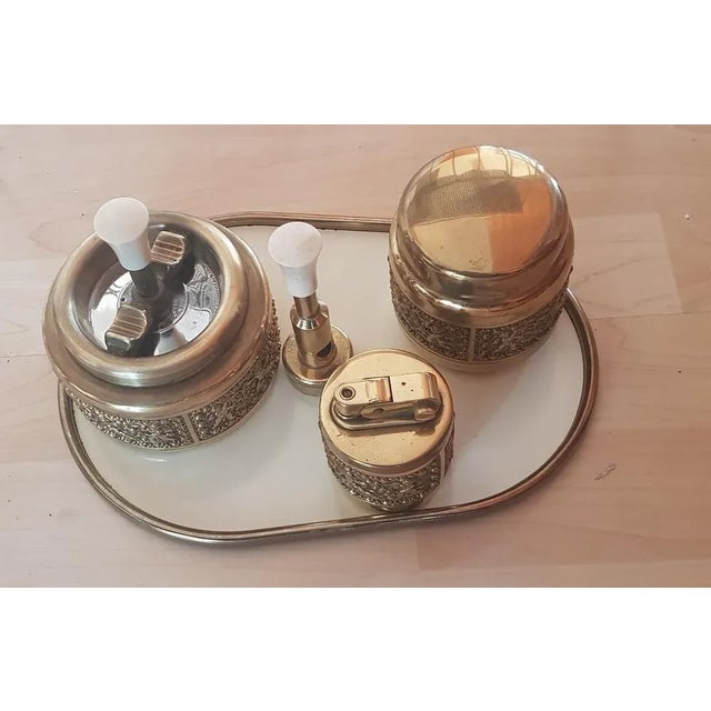 Brass Smoker Set with Putti Relief from Erhard & Sons, 1960s, Set of 4 For Sale - Image 6 of 6