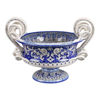 Deruta Blue Dolphins Vase by Deblona For Sale