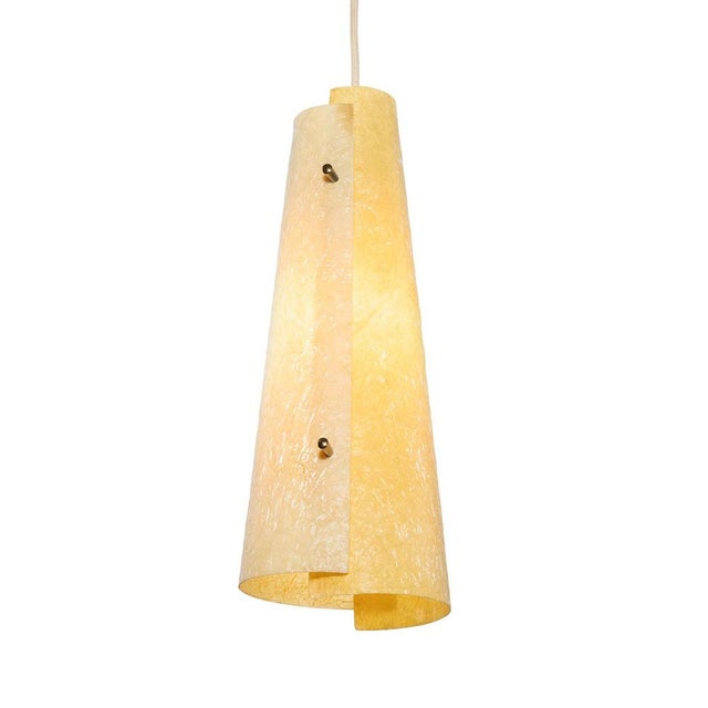 Beige Vintage Pendant Light with Fiberglass Lampshade, 1960s For Sale - Image 8 of 8