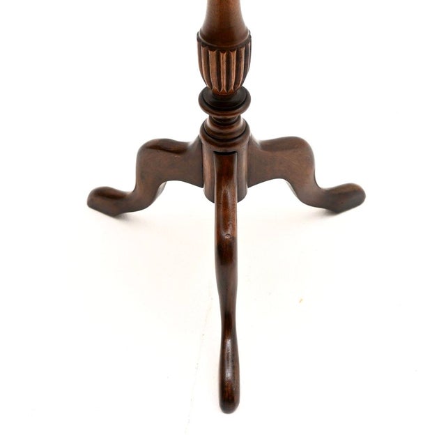 1930s Vintage Georgian Style Burr Walnut Leather Top Wine Table, 1930 For Sale - Image 5 of 6