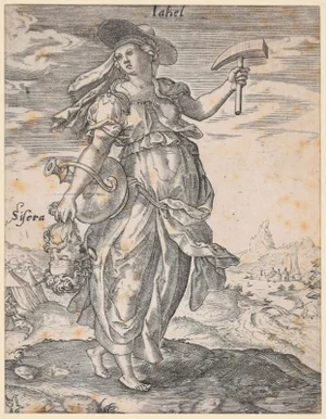 Jale with the Sisera's Head - Original Etching by M. Greuter 1586