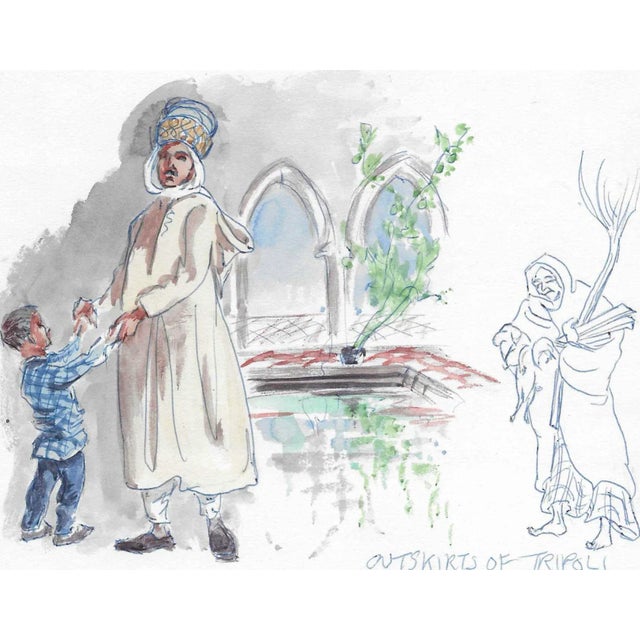 Figurative 1950s Ivy Attwell Libyan Figure Study Watercolor For Sale - Image 3 of 3