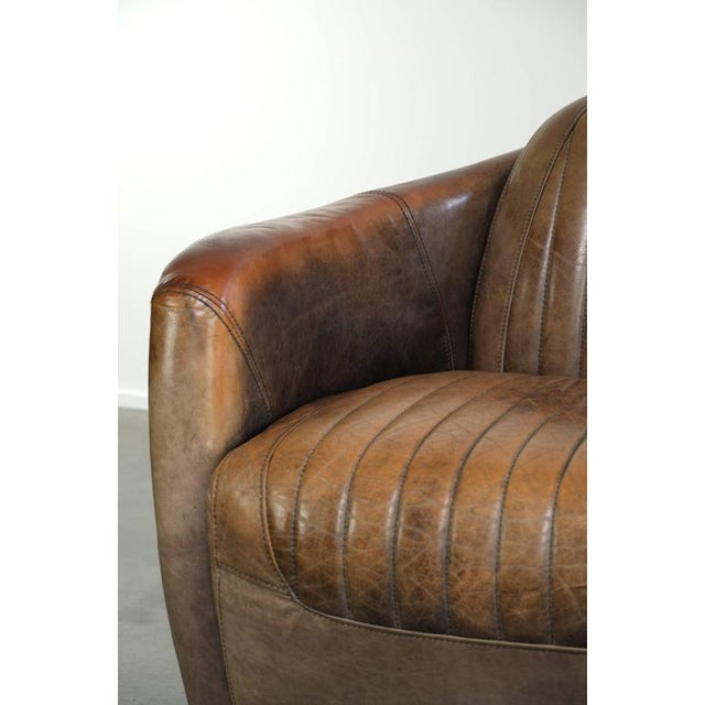 Cowhide Leather Aviator Club Armchair with Aluminium Finish For Sale - Image 9 of 13