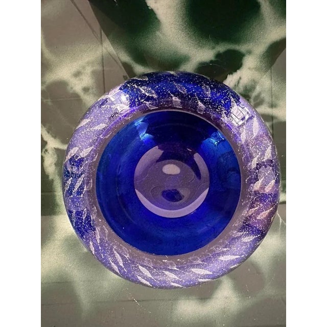 Empty Pockets Tray in Murano Glass, Blue Bubbles & Silver Powder, 1990s For Sale - Image 4 of 6