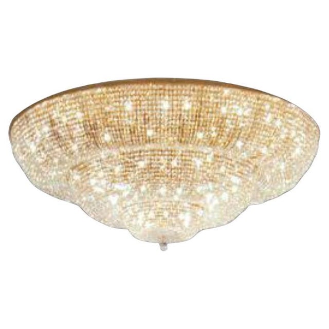 Metal Empire Flush Mount in Gold Plate and Full Cut Crystal by Aggiolight For Sale - Image 7 of 7