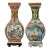 Vintage Chinese Famille Rose Petite Square Baluster Vases With Removable Stands - Pair For Sale
