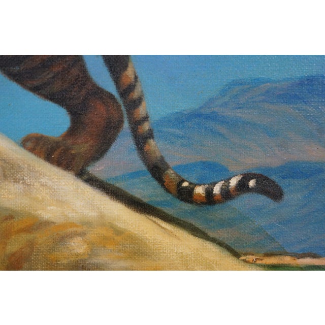 Late 20th Century Late 20th Century Tiger on the Watch Camel Landscape Oil Painting After Jean Leon Gerome 46" For Sale - Image 5 of 13