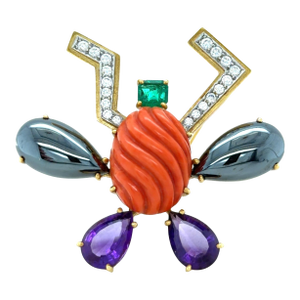 Late 20th Century Tiffany & Co. Paloma Picasso Gemstone and Diamond Insect Brooch