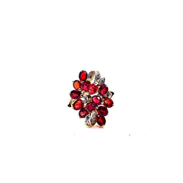Bochic “Orient” Vintage Orange Sapphire & Cognac Diamond Ring Set In 18K Gold & Silver For Sale - Image 10 of 11