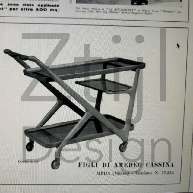 Serving Trolley in Beech with Glass Top by Cesare Lacca for Cassina, 1960s For Sale - Image 9 of 11