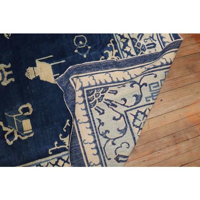 Blue Early 20th Century Zabihi Collection Chinese Peking Room Rug - 8' x 9'9" For Sale - Image 8 of 12
