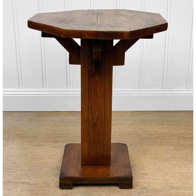 Antique Arts & Crafts Octagonal Plant Stand Pedestal Table For Sale - Image 4 of 7