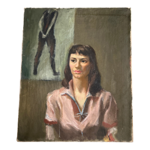 1940’s Ashcan School American Social Realism Female Portrait Painting on Canvas