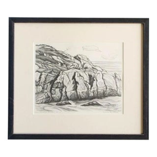 Antique Etching Limited Edition Original Signed American Artist Adele Watson 1873 - 1947 Titled "Sea Carmel Rocks" For Sale