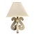 White S shaped table lamps with cream colored linen lamp shades.