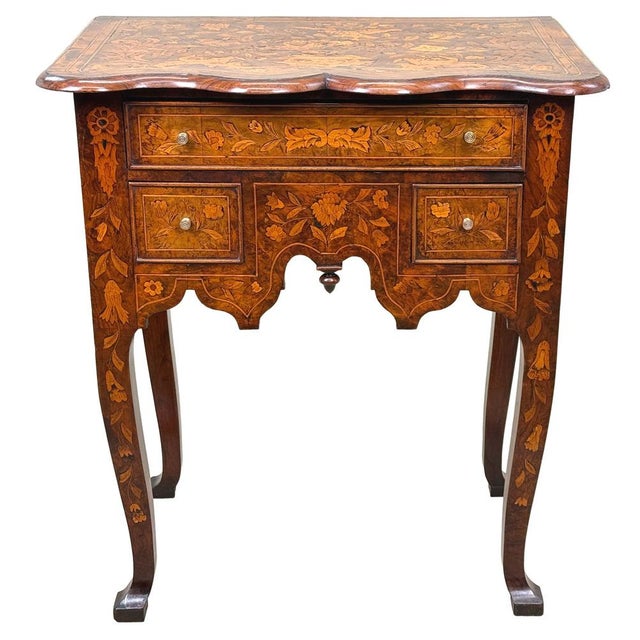 Antique Walnut and Marquetry Inlaid Side Table, 1760 For Sale - Image 13 of 14