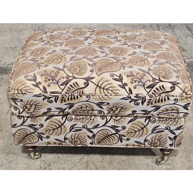 Late 20th Century Stickley Lounge Arm Chair With Matching Ottoman Footstool Needlepoint Fabric For Sale - Image 12 of 16