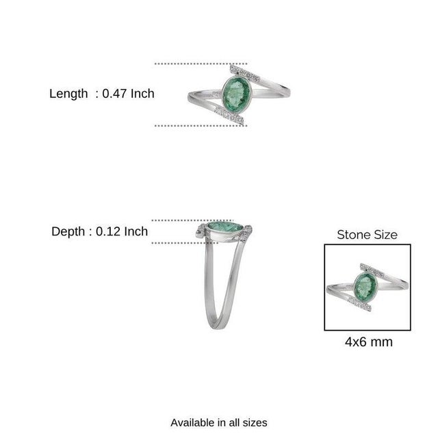 Certified Solitaire Zambian Emerald & Diamond Ring in 925 Sterling Silver, Size 8 For Sale - Image 9 of 11