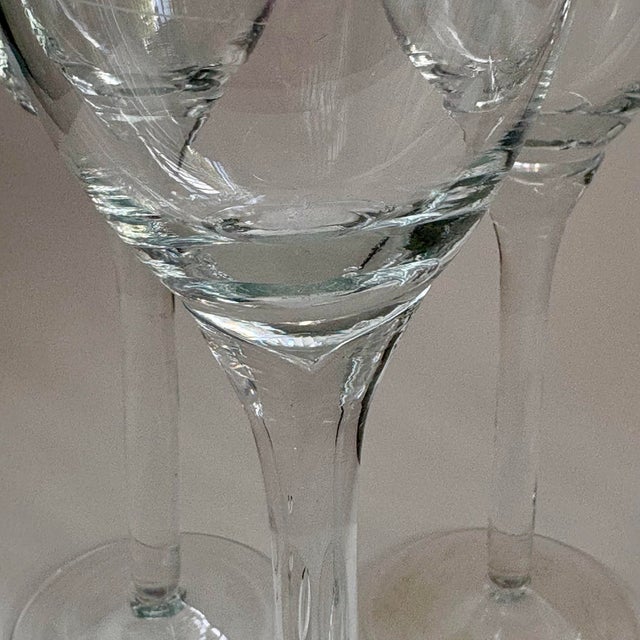 Glass Vintage Handmade Etched Grapevine Tulip-Stem Wine Glasses – Set of 5 For Sale - Image 7 of 11