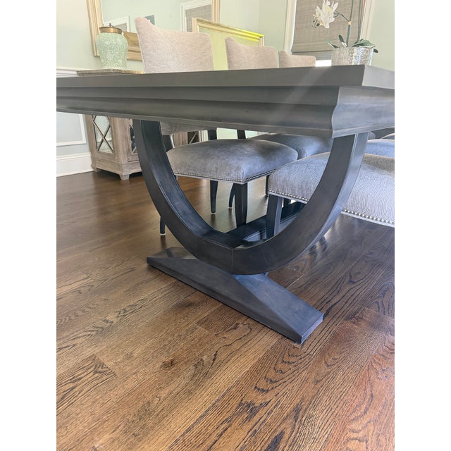 Transitional Kravet Custom 112" Dining Table + Set of 8 Upholstered Chairs For Sale - Image 3 of 10