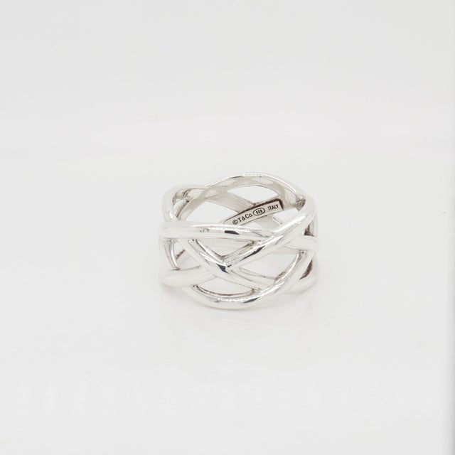 Vintage Tiffany & Co. Sterling Silver Braided Crisscross Ring For Sale - Image 9 of 15