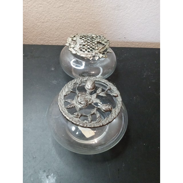 GORGEOUS Pair of 4" Potpourri Squat Vases with Filigree Pewter Lids This product is a pair of 4" potpourri squat vases...