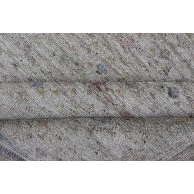 Modern Piled Rug With All-Over Design in Muted Colors and Cream Background** For Sale - Image 11 of 11