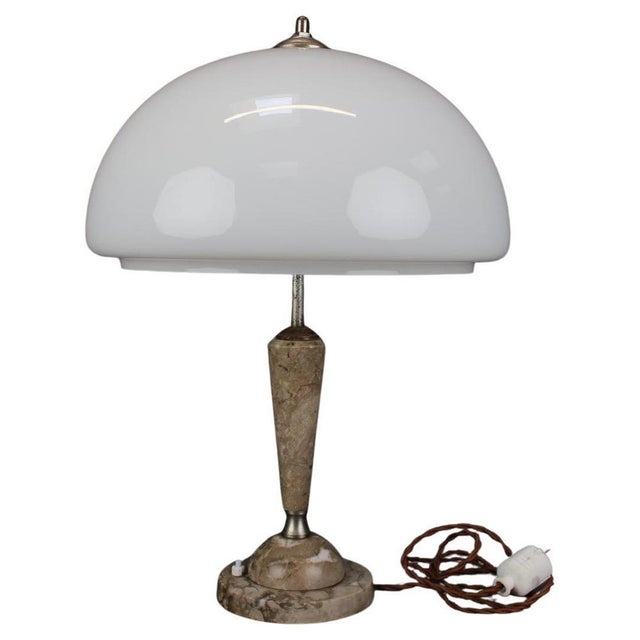 White Mid-Century Modern Stone Table Lamp, Czechoslovakia, 1950s For Sale - Image 8 of 8