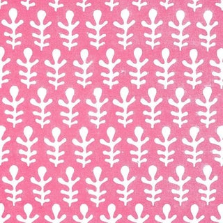 Schumacher X Molly Mahon Bagru Fabric in Pink For Sale
