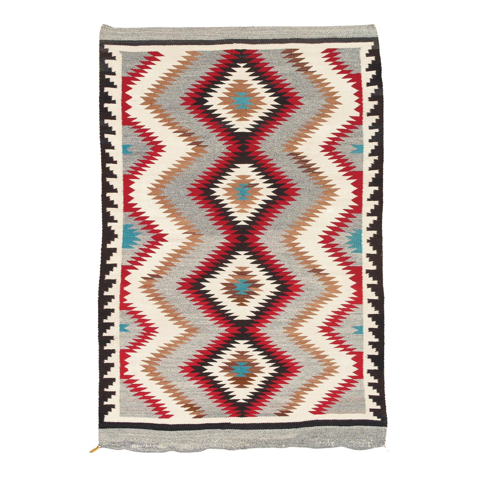 Authentic Navajo Rug Handwoven Wool Eye-Dazzler, Red & Grey Diamond ...
