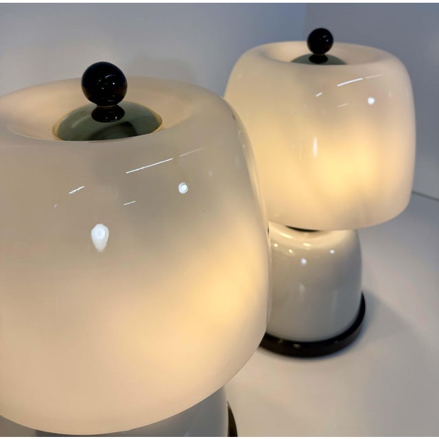 Sculptural Murano Milk White Glass Table Lamps, 2000s, Set of 2 For Sale - Image 6 of 14