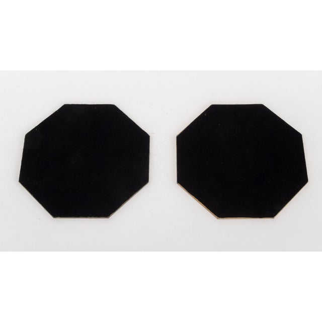 Black Two Monkey Decoupage Reverse Painted Octagonal Glass Plates For Sale - Image 8 of 8
