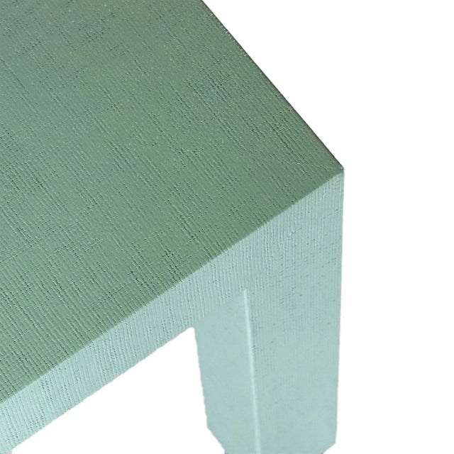 Wood Carl Springer Style Teal Raffia Coffee Table For Sale - Image 7 of 10