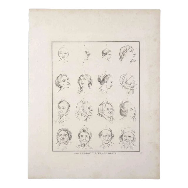Thomas Holloway, Portraits of Men and Women, Original Etching, 1810 For Sale