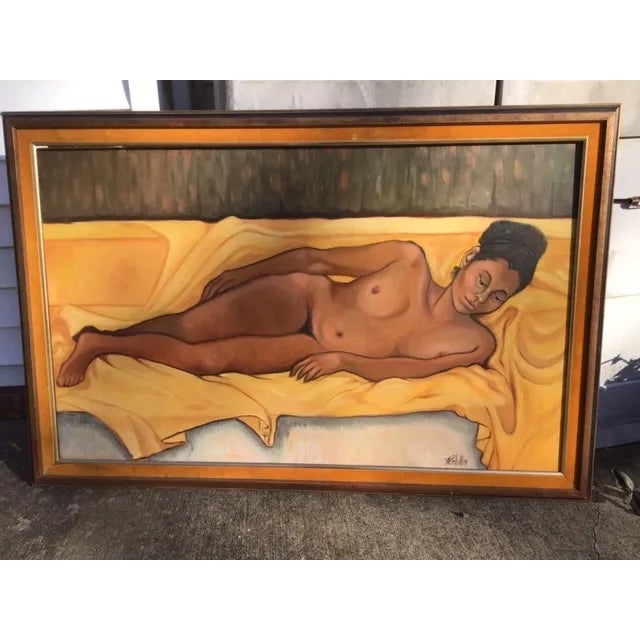 Nude Lady Figurative Oil Painting Canvas Signed Castillo For Sale - Image 11 of 11