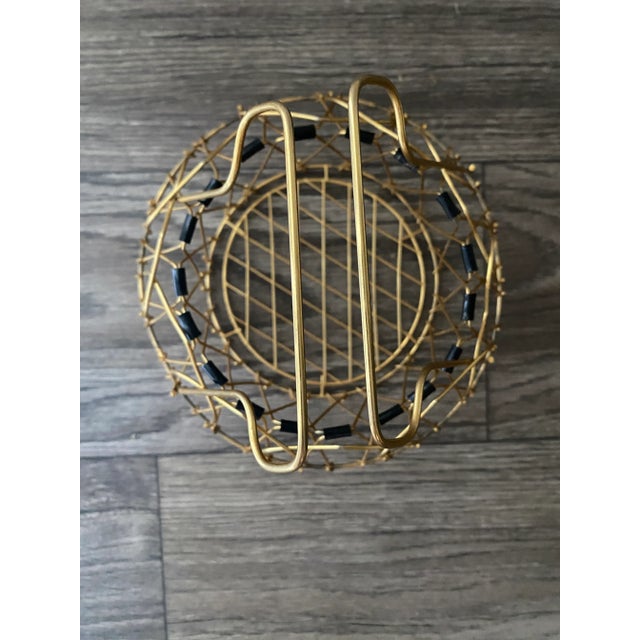 Mid-Century Modern Mid 20th Century French Mid Century Gold Wire Basket For Sale - Image 3 of 7