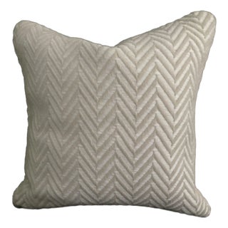 Beige/ White Herringbone Jacquard Decorative Pillow Cover For Sale