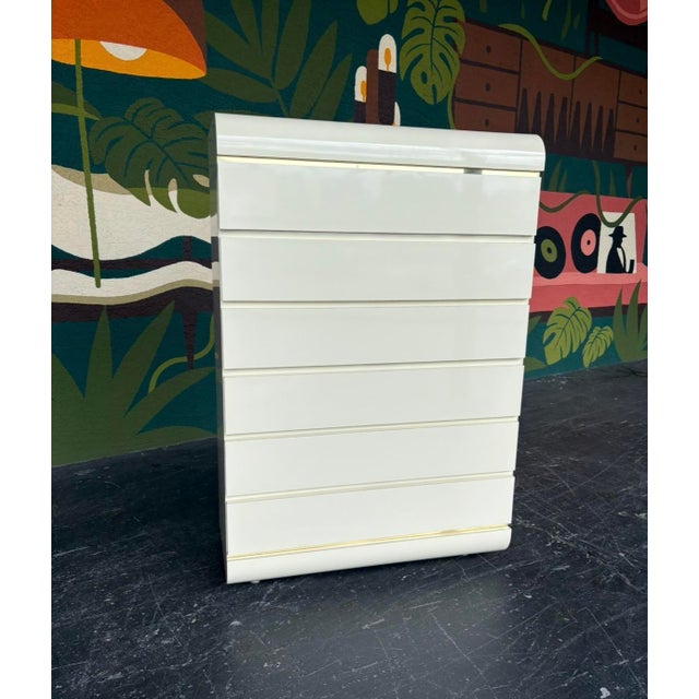 Postmodern Postmod Cream & Gold Tallboy For Sale - Image 3 of 11