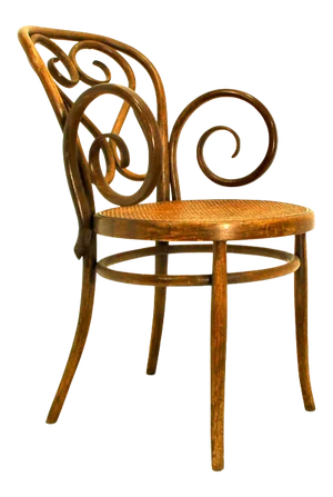 Mid 20th Century Bentwood Arm Chair With Caned Seat by Salvatore Leone