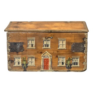 19th Century English Pine Box Hand-Painted as a Georgian Country House For Sale