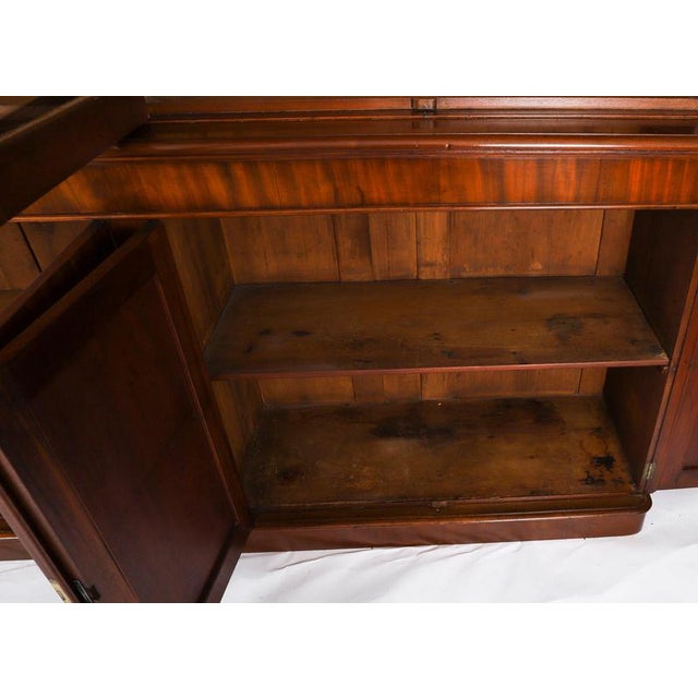 Antique 19th Century English Flame Mahogany Library Bookcase For Sale - Image 9 of 17