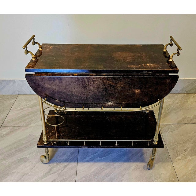 1950s Lacquered Goat Skin Bar Cart by Aldo Tura, Italy For Sale - Image 11 of 18