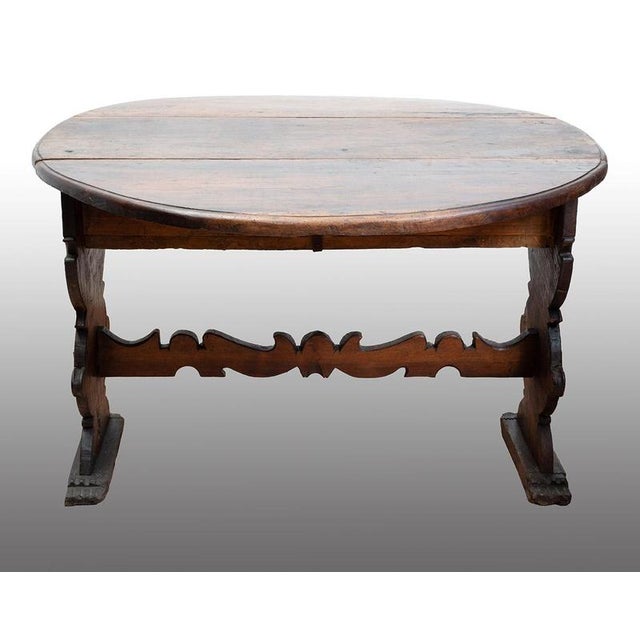 Wood Antique Asse di Coppe Table in Solid Walnut with Side Panels, Italy, 17th Century For Sale - Image 7 of 7
