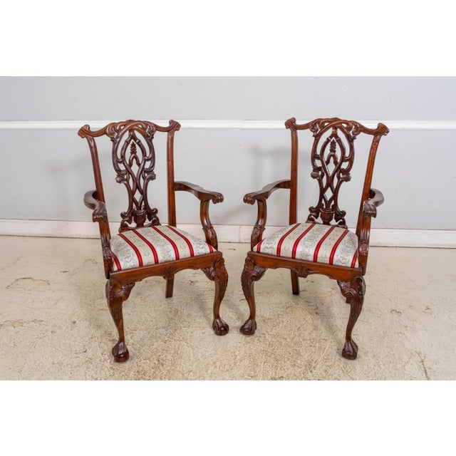 Table & Set of 8 Chairs Chippendale Style Dining Set For Sale - Image 12 of 18