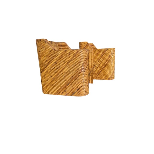 Vintage Split Reed Chevron Back Chairs For Sale - Image 4 of 4